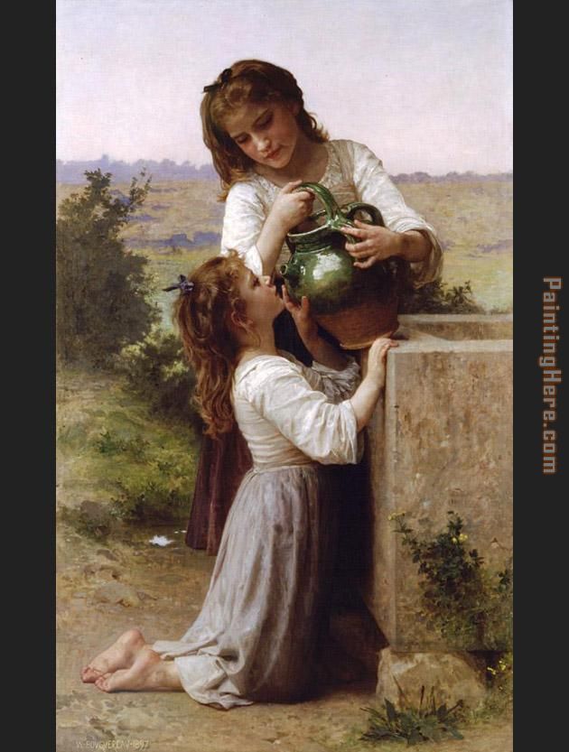At the Fountain painting - William Bouguereau At the Fountain art painting